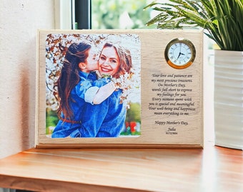 Foto personalizada de regalo del Día de la Madre / Foto personalizada en madera / Arte de pared personalizado / Regalos fotográficos / Foto de retrato de pareja personalizada /