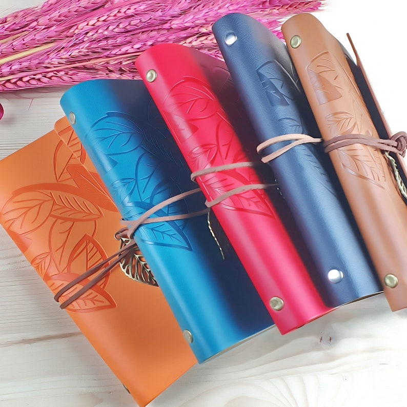 Personalized Vegan Leather Journal Gift Set, Engraved Name - Etsy
