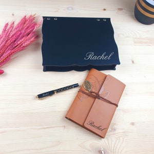 Coffret cadeau journal en cuir personnalisé dans une boîte cadeau, journal en cuir personnalisé, journal avec nom, carnet personnalisé, journal intime personnalisé image 2