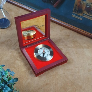 Personalized Engraved Compass In Wooden Box, Anniversary Gift for Him ,Birthday Gift For Dad ,Groomsmen Gift,For Him Christmas Gifts For Him
