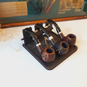 Personalized Tobacco Pipe and Holder,3 Pipes ,Pipe Cleaner  Tool with Spoon and Brush, Engraved Special Pipe, Groomsmen Gift
