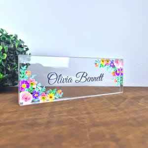 Personalized Office Desk Nameplate , Acrylic Block Custom Logo Desk Name Plate , Bonus Offer! Free Personalized Pen & Premium Gift Box