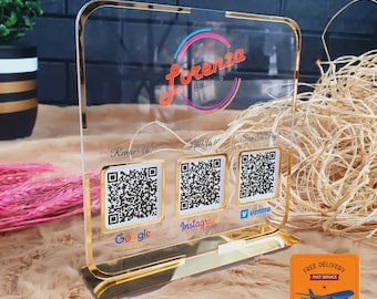 Custom Logo QR Code Business Sign: Social Media & Payment Display