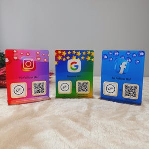 Custom Social Media QR Code Sign: NFC Business Signage