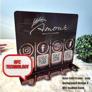 Custom Acrylic QR Code Sign for Business, NFC Social Media and Payment Display