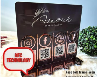 Custom Acrylic QR Code Sign for Business, NFC Social Media and Payment Display