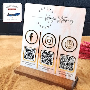 Multi QR code Business Social Media Sign / Instagram, Facebook, Web Social Media Sign / Beauty QR code Sign / Social Media QR Code Sign