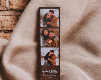 Personalisierter Fotodruck aus Holz mit benutzerdefiniertem Text - 12 &quot;x 3&quot; Wandkunst, individuelles Holzdekor, einzigartiges Geschenk für Paare