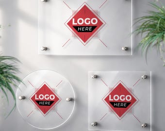 Insegna personalizzata in acrilico con logo aziendale – Insegna trasparente unica per ufficio, da parete o porta.