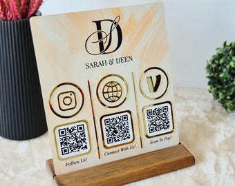 Custom QR Code Acrylic Business Sign: Social Media & Payment Display
