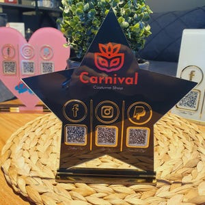 Custom Star-shaped Social Media QR Code Sign for Businesses | Acrylic ...
