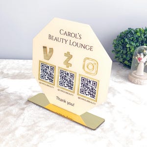 QR Code Business Social Media Sign.Size and Shape Options- Compatible with Instagram, Facebook and all social media, Payment QR code sign