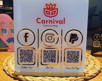 Customizable Social Media QR Code Sign: Acrylic Business Display