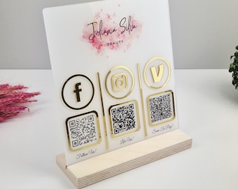 Custom QR Code Business Sign: Social Media & Payment Display