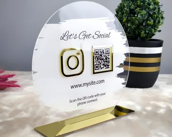 Custom Acrylic QR Code Business Sign: Social Media Display