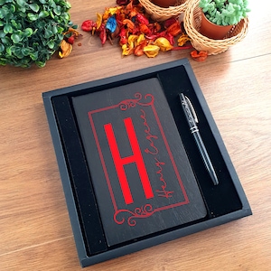 Personalized Black Notebook and Pen Gift Set in Special Gift Box,Christmas gift, Motivational Gift ,Birthday Gift