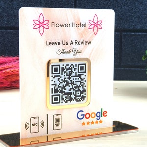 Code QR et plaque NFC pour réseaux sociaux | Mini plaque QR code | Google Avis Nfc Sign | Enseigne commerciale | Facebook Instagram Google Business Sign