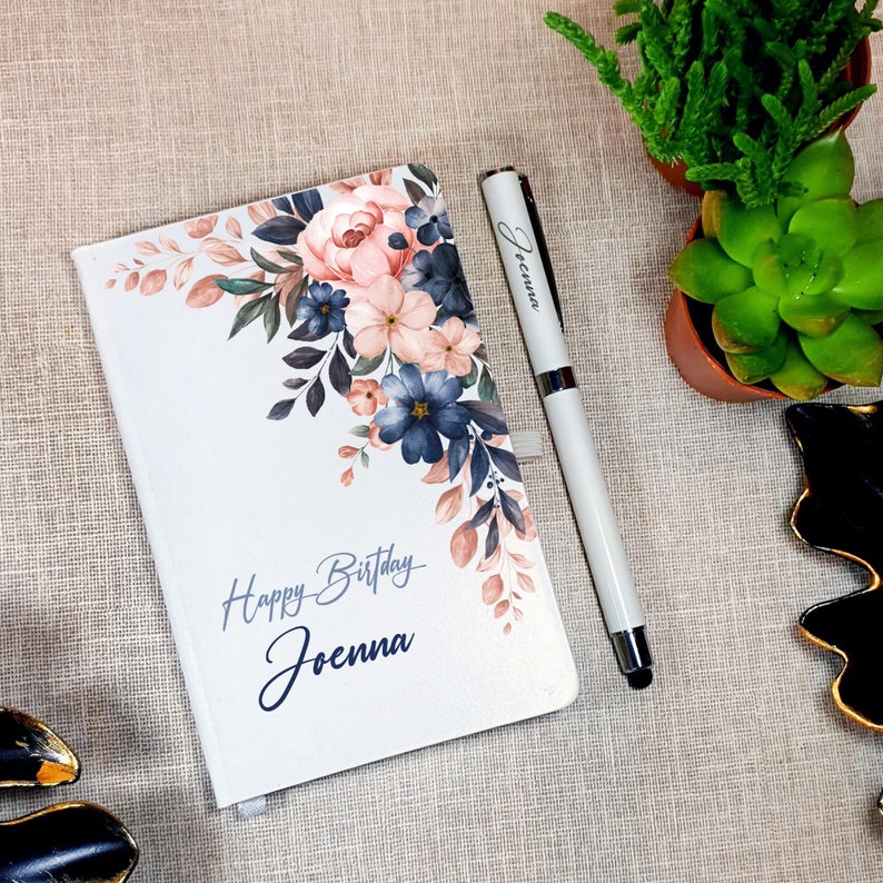 Personalized Floral Notepad & Pen Gift Set - Wooden Box - Etsy