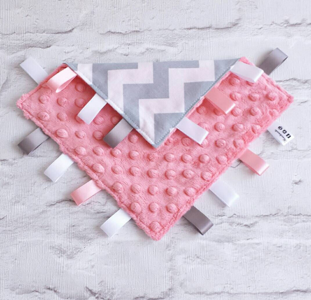 Baby Taggy Blanket Baby Comforter 100 Cotton and Minky Etsy