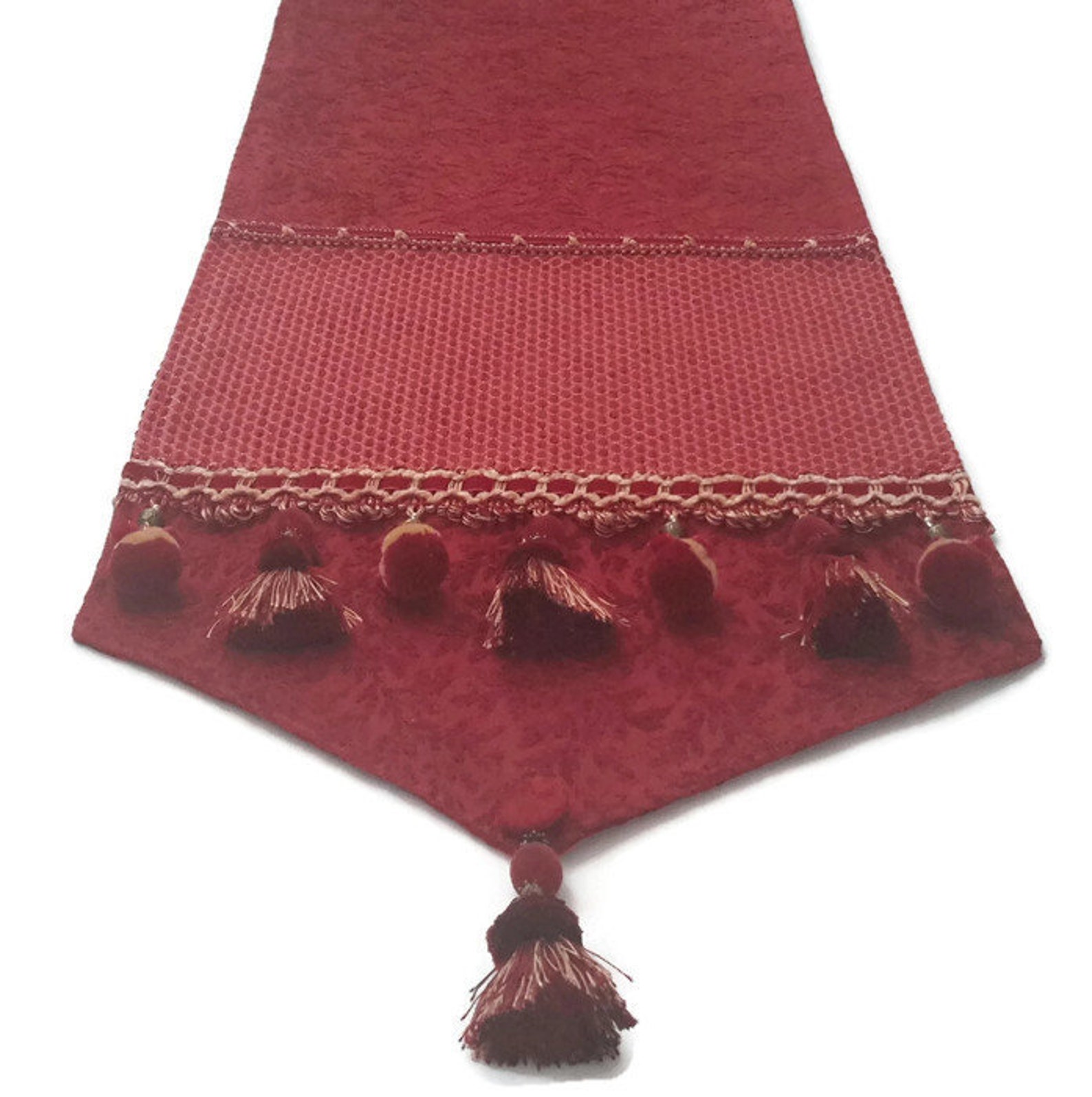 Elegant Red Jacquard Chenille Table Runner Size 74 in X 14 In Etsy