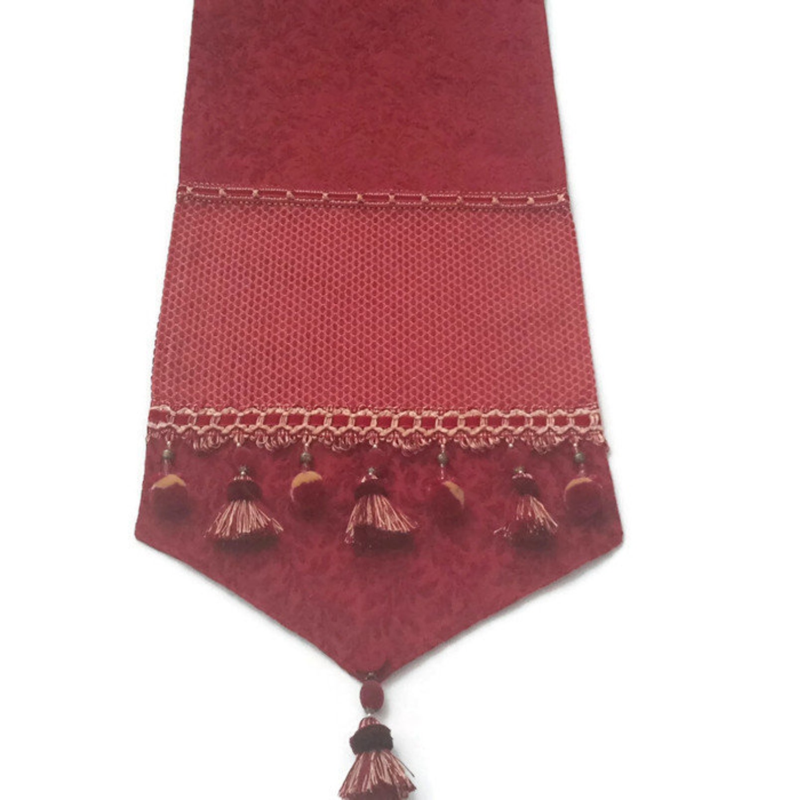 Elegant Red Jacquard Chenille Table Runner Size 74 in X 14 In Etsy