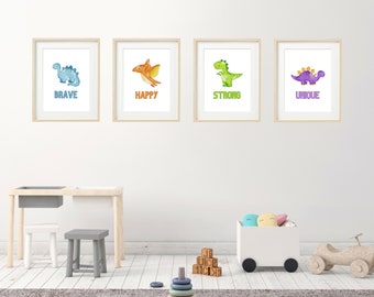 Set of 5 Dinosaur Digital Prints, Digital Download, Kids Wall Art, Nursery Prints, Boys Wall Art, Dino Wall Art, Dinosaurs, Boys Art Prints