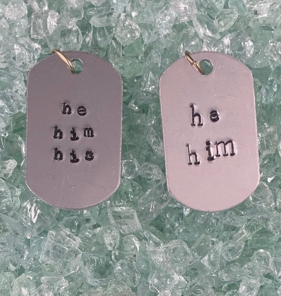 Pronouns Aluminum Dog She Her Hers He Him His Etsy