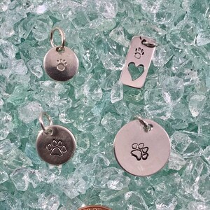 Tiny Paw Print Charm/Pendant - Argentium Sterling Silver