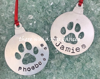 Paw Print Custom Aluminum Ornament - Add Your Pet’s Name!