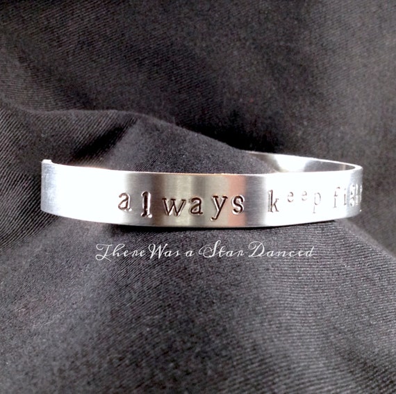 Always Keep Fighting Hand Stamped Supernatural Cuff Bracelet