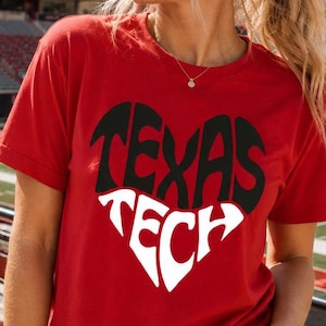Texas Tech heart short and long sleeve T-shirt