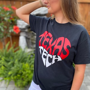 Texas Tech heart short and long sleeve T-shirt