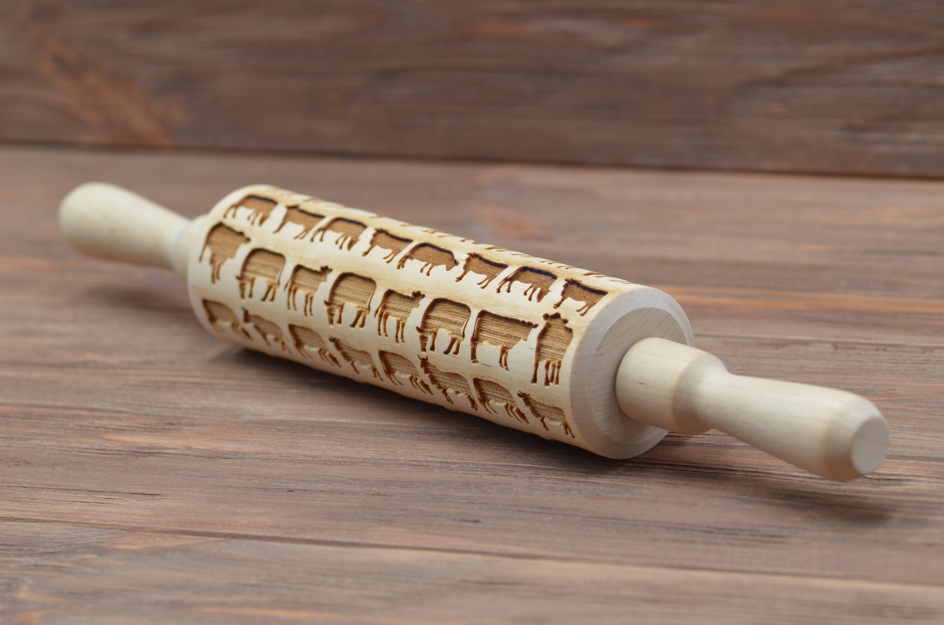 Farm Style Rolling Pin Cows Embossed engraved rolling pins Etsy