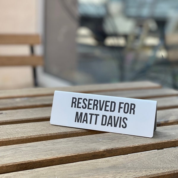 Cartello da tavolo RESERVED personalizzato, arredamento robusto del tavolo del ristorante o del bar, cartello in metallo con testo PERSONALIZZATO, cartello riservato in alluminio, segnaletica aziendale