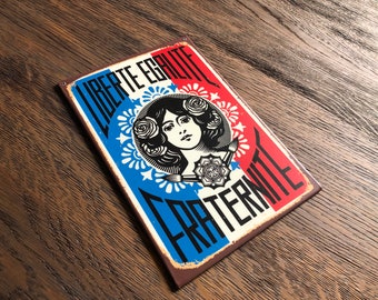 Pequeño cartel de Libertad, Igualdad y Fraternidad. ¡Ideal para la libertad, la igualdad y la fraternidad! Regalo de Navidad. Regalo de cumpleaños. Revolución. Francia. Francés.