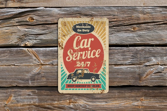 Car Service Segni d'epoca, targhe vintage e retrò, gas, casolina, diesel,  olio motore, auto, garage, negozio di pneumatici, ricambi auto, segni  d'epoca -  Italia