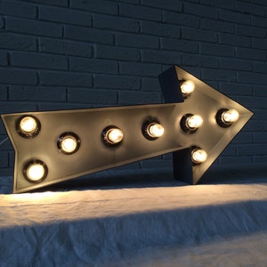 Wall decor living room industrial decor Metal arrow light up , wall sign, wall decor sign arrow,  arrow sign bulbs, marquee, light up sign