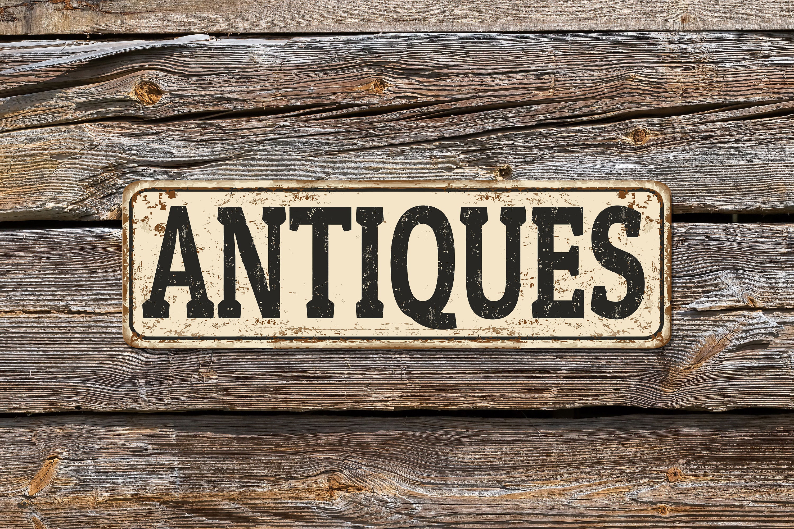 ANTIQUES Metal Sign for Indoor or Outdoor Use, No Parking Sign