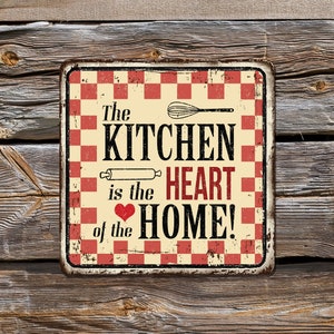 Kitchen is the heart of Home - Retro  Sign, Vintage Signs for Wall decor, Rusted  tin thin metal sign,