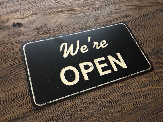 Reversible Open Closed Signs for Business, Hanging Open Closed