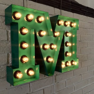 Light up sign, Metal letter, Letter light, Large metal letter, Letter for wall, Light up letter, Industrial lighting, Industrial furniture