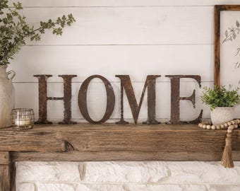 Rusty Metal Letters | Farmhouse Wall Decor | Weathered Steel Letters| Outdoor Lettering | Rustic Signages for Porch or Yard | DIY letters