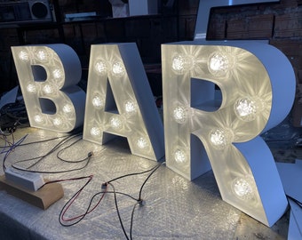 15" Marquee Letters LED bulbs, Light up signs for wedding, partys, Vintage light up decor, BAR, Cafe letters