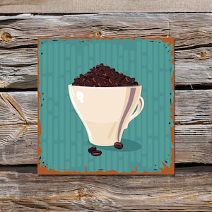 Coffee Wall decor - 3 designs in the same color Vintage Retro Sign, Rusted,  Retro style tin thin metal sign,rustic, coffee shop wall decor