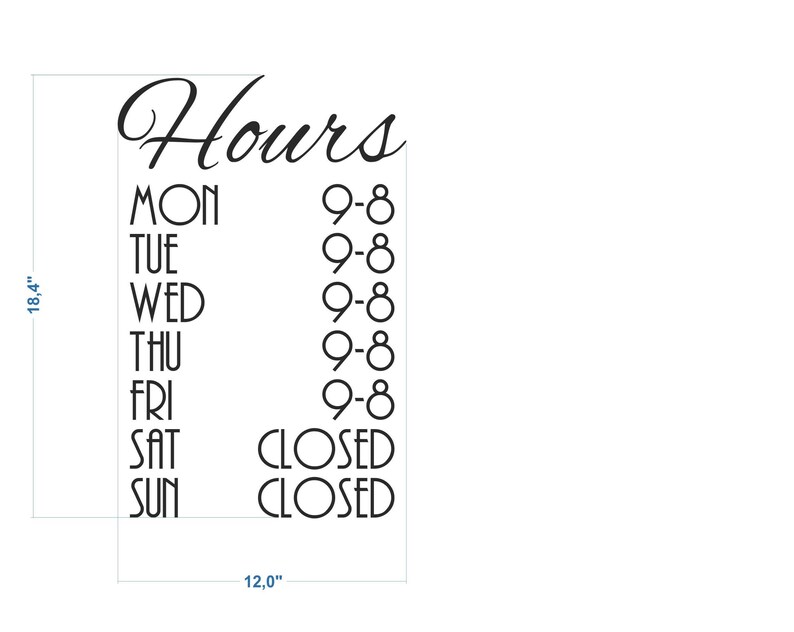 Business Hours Decal. Store Hours Decal Free Shipping. Window Etsy