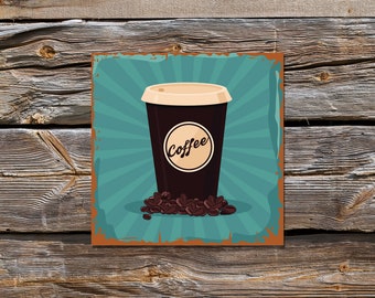 Coffee Signs set of 3  for coffee shop wall decor, coffee lover gift, cafe sign, Vintage, Retro.