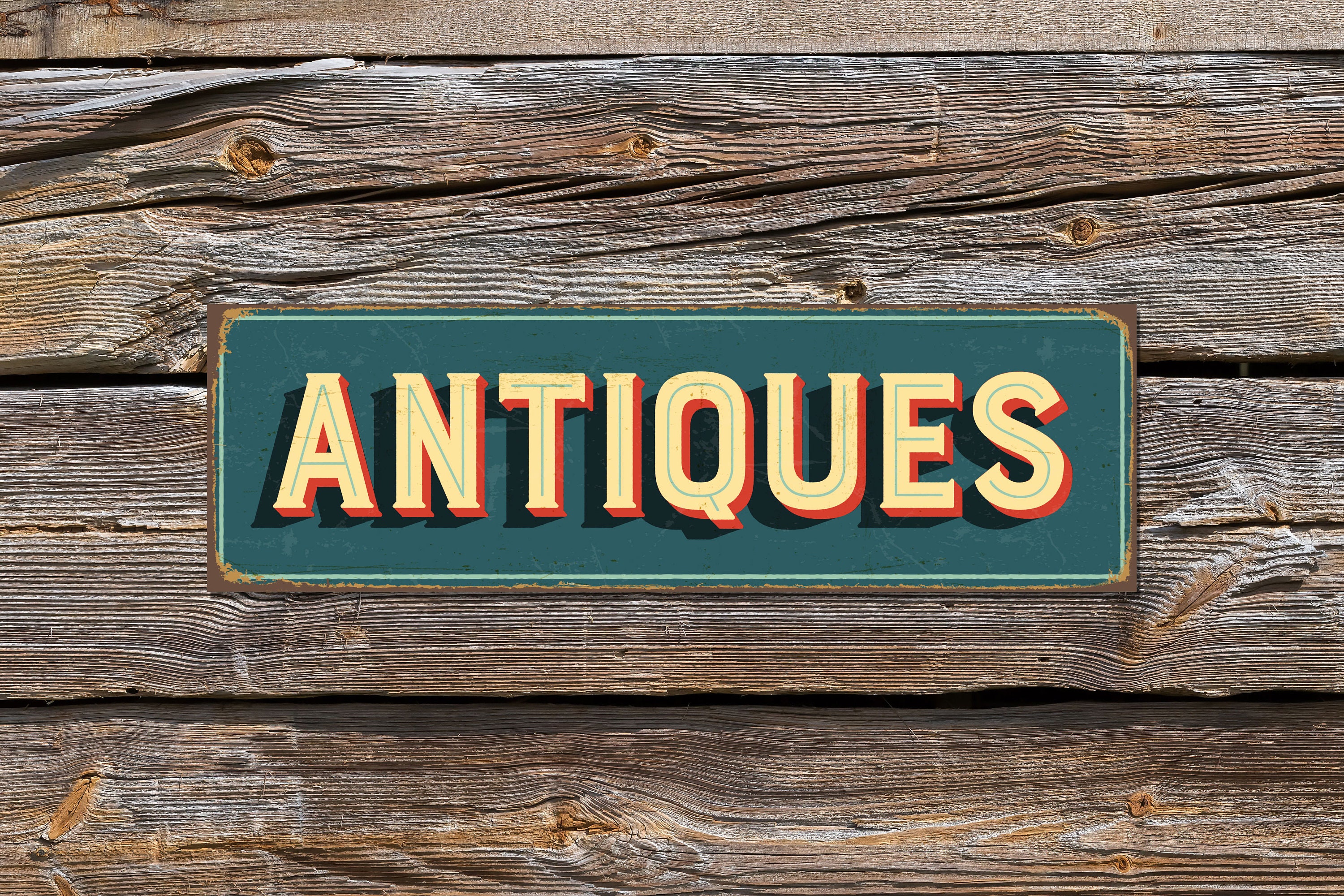 Antiques Retro Sign, Vintage Wall Decor, Antique Market, Antique