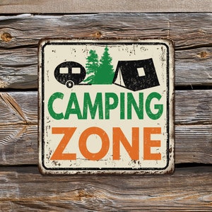 Camping Zone Vintage rusty sign. Signs  collection for summer life style by Artzone