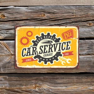 Car Service Vintage Signs, vintage & retro plaques, gas, casoline, diesel, motor oil, cars, garage, tyre shop, auto parts, vintage signs