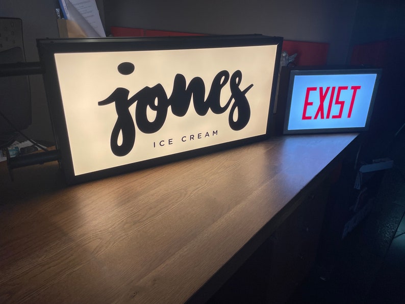 Jones In Cursive Vintage Light Box Sign, Warm LED Light Box,custom Logo Front Store Sign ...